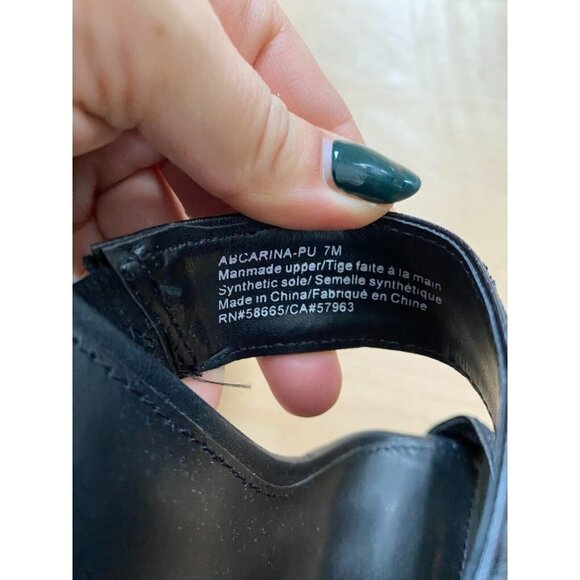 ABOUND "Carina" Block Triangle Heel Sandals Black Glitter Slides - Picture 6 of 9